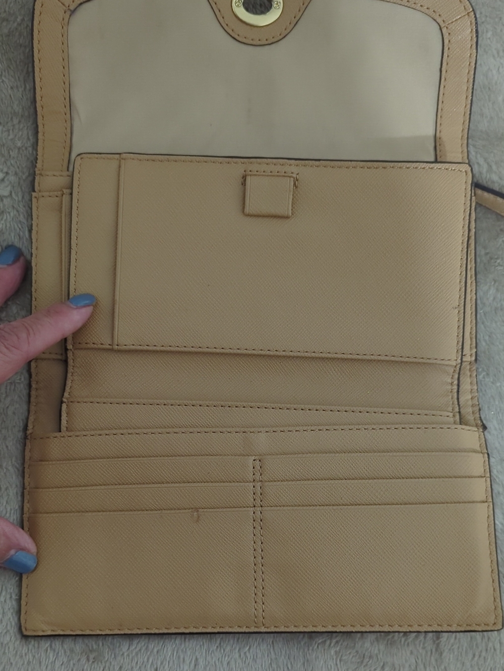Women's Coach Tan Leather Turn-Lock Wallet Clutch - Picture 5 of 7